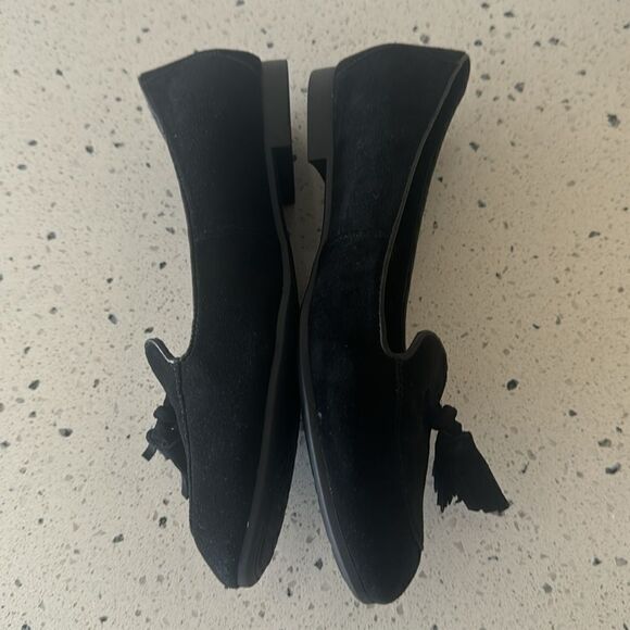 Born Women’s Black Suede Leather Slip On Loafers Flats Tassel Details Size 8.5M - Picture 4 of 12